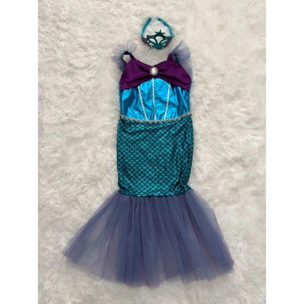 Mermaid dress with crown Halloween mermaid costume girl kids size 5-6years old